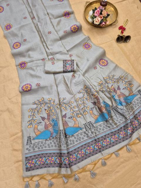 Akshara jute linen saree premium wholesale clothing